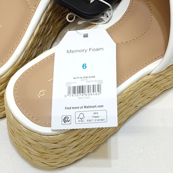 Time And Tru Raffia Platform Slide Sandals Memory Foam Fits True To Size 6 NWT - Picture 8 of 8